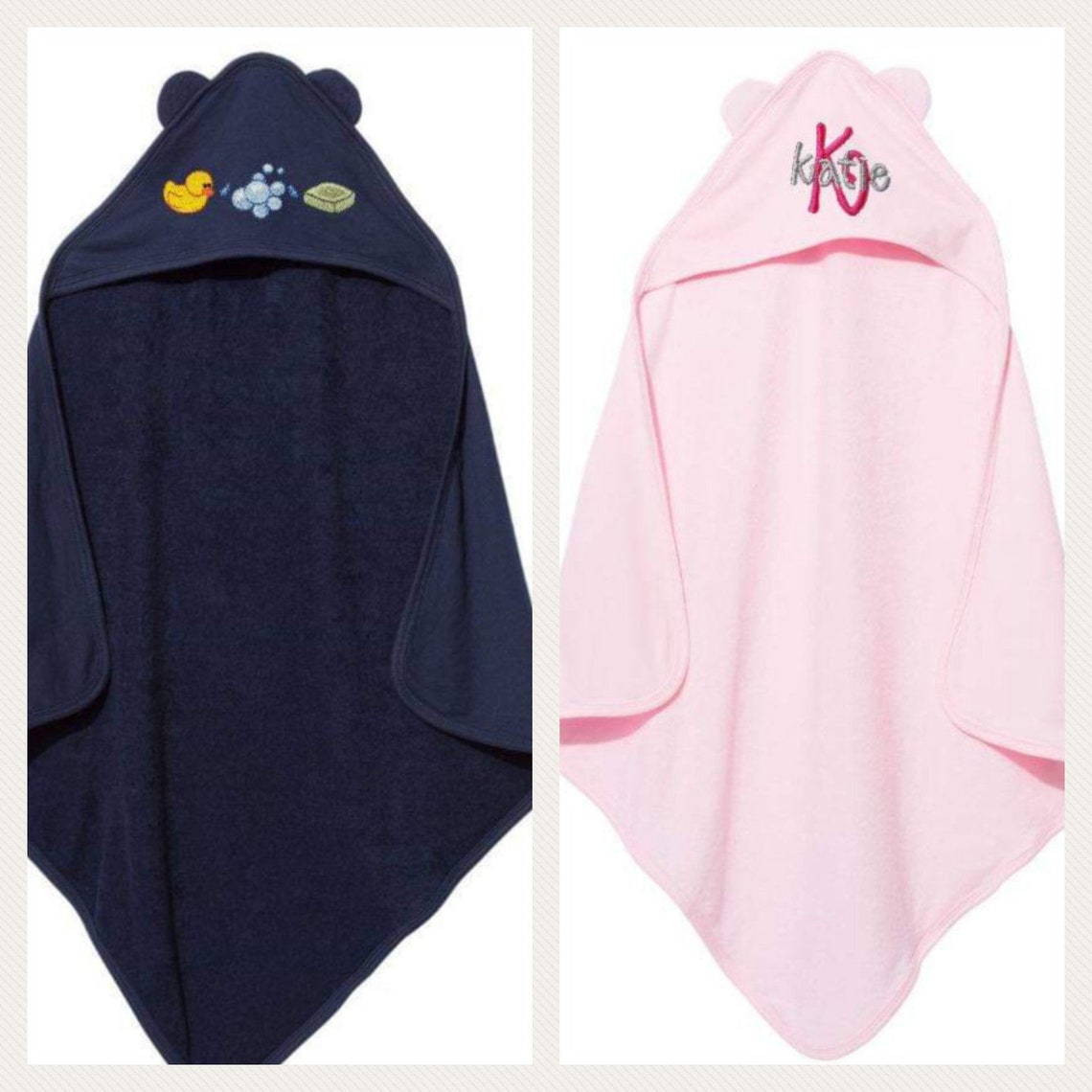 Embroidered Hooded Infant Towel with Ears Etsy