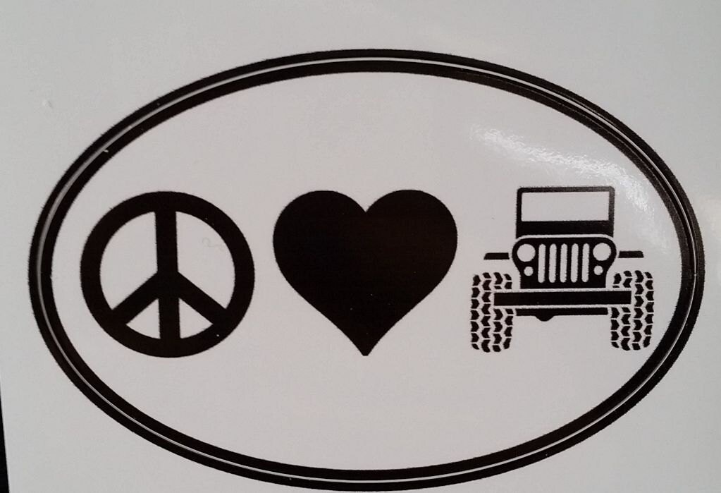 Download Peace Love Jeep Sticker 3 x 2 black & white | Etsy