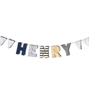 Fabric Name Banner, Name Banner, Fabric Letter Banner, Baby Shower Gift, Nursery Decor, Baby Name Banner