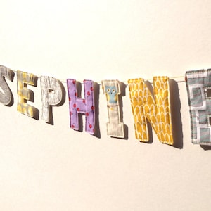 Fabric Name Banner, Name Banner, Fabric Letter Banner, Baby Shower Gift, Nursery Decor, Baby Name Banner