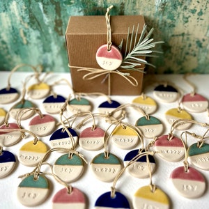 Christmas Ornament Set, Ceramic Ornaments, Clay Ornaments, Ceramic Gift Tags, Set of 4, Holidays, Holiday Decorations