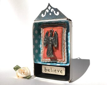 Matchbox Art, Inspirational Art, Religious Art, Milagro Art, Get Well Present, Special Occasion Present