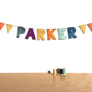 Fabric Name Banner, Name Banner, Fabric Letter Banner, Baby Shower Gift, Nursery Decor, Baby Name Banner