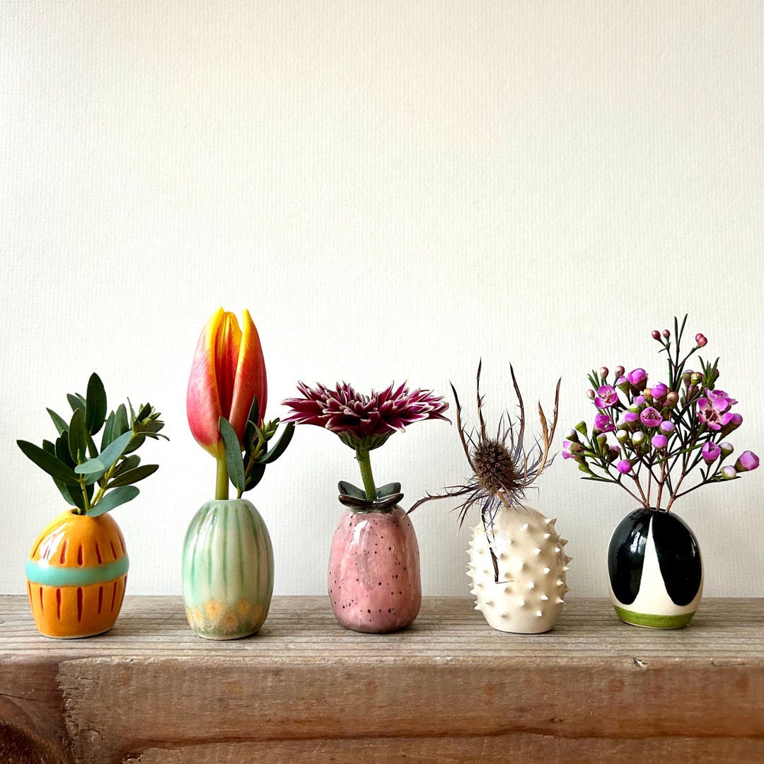 Handmade Ceramic Bud Vase, Colorful Glazed Stoneware - Etsy