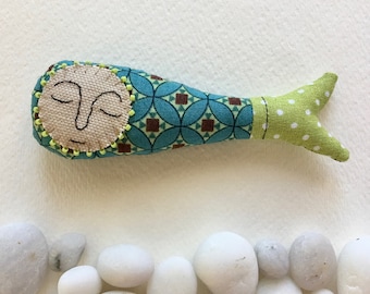 Fabric Fish, Hand Sewn Fish, Fish Ornament, Fish Plushie