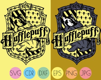 Harry Potter Cut File High Detail Hufflepuff Symbols Svg Hufflepuff Quote Hogwards House Words Hufflepuff Crest Outline Clip Art Art Collectibles