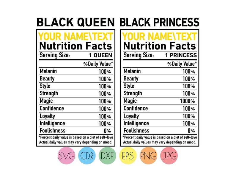 Download Black Queen nutrition facts svg vector Black princess ...