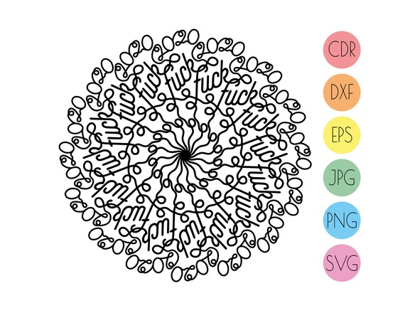 Download F Word Mandala Svg Clipart Handlettered Mandala Cut File Etsy PSD Mockup Templates