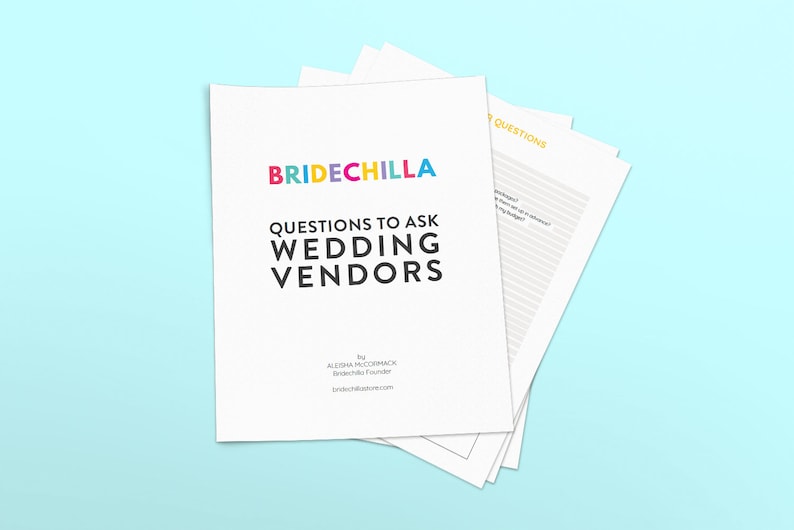 Bridechilla: Questions to Ask Wedding Vendors - Etsy