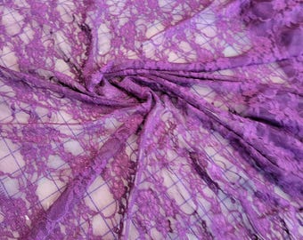 Plum Purple Floral Knit Stretch Fabric, 54" Wide