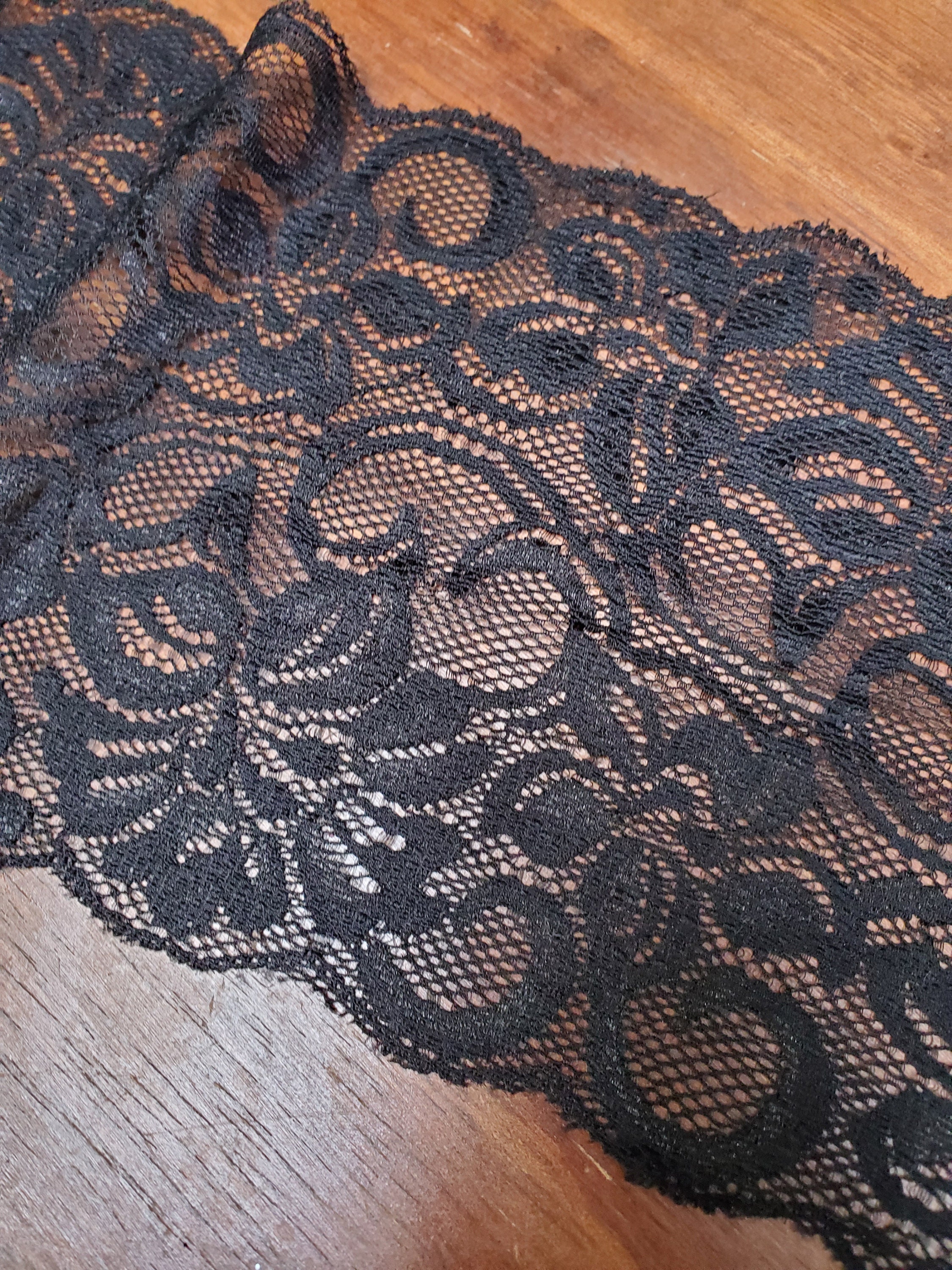 Black Stretch Lace Galloon Scalloped by the Yard 5.5 Inch - Etsy