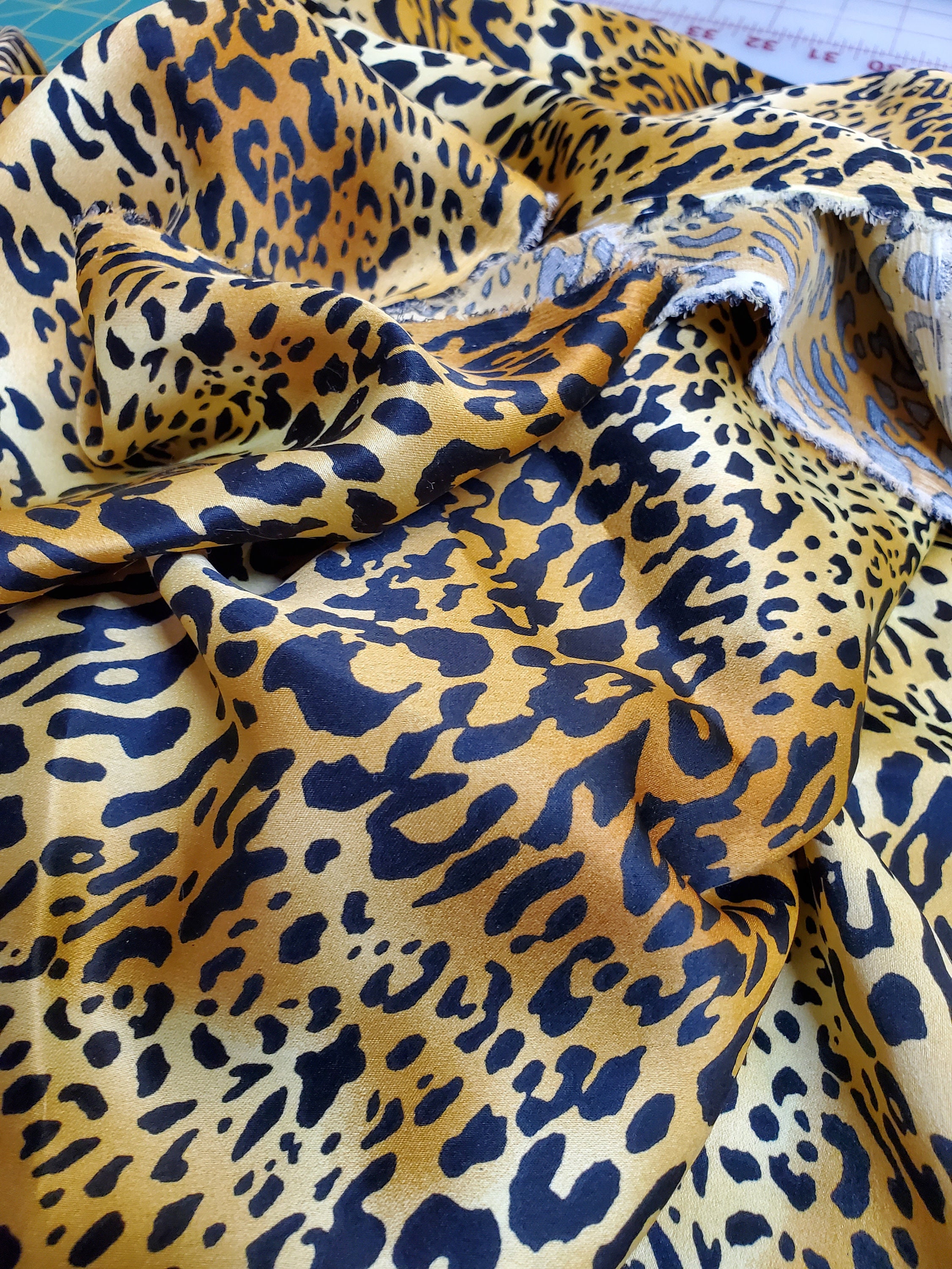 Cheetah Animal Print Charmeuse Satin Fabric Soft Hand Wild | Etsy