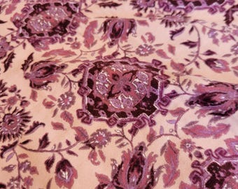 Mauve Purple Floral Abstract Geometric Poly Rayon Knit Fabric in Dark Pink Soft feel deadstock- 1 yard Remnant