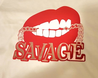 Savage Lips Graphic T-Shirt: Custom Women's Tee