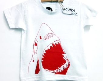 The shark baby/kids screen printed t-shirt 100% cotton