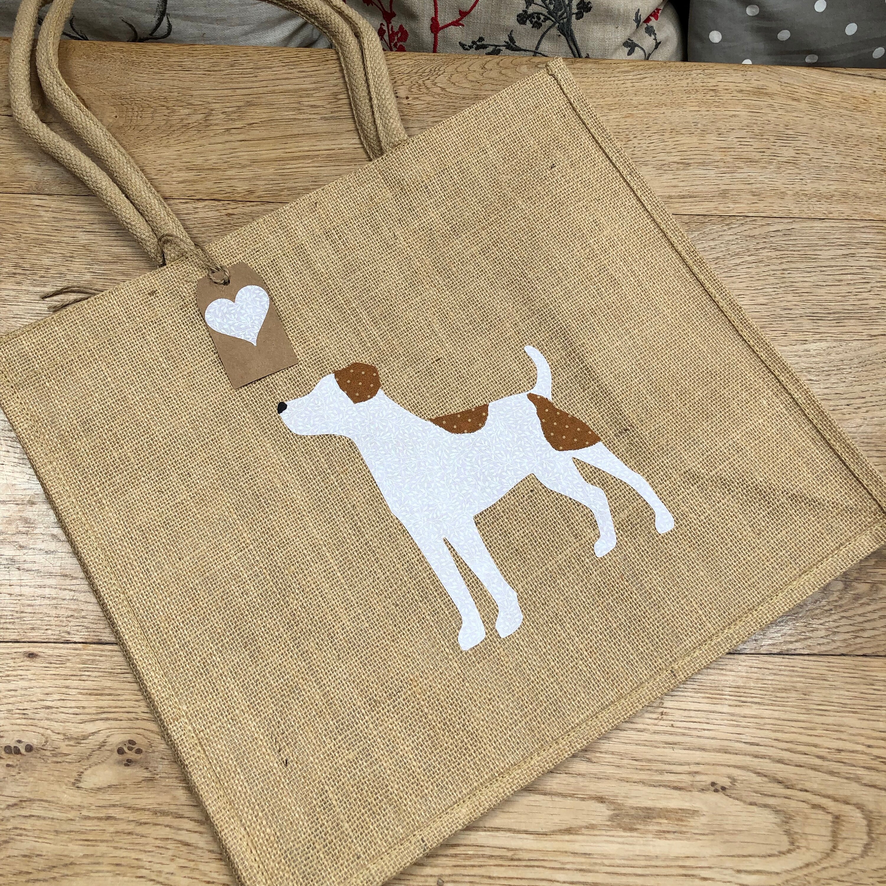 Luxury jute shopping bag featuring a Jack Russell dog design | Etsy