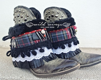 Boot Cuffs rock punk,Fringe Boot Cuffs,bohemian Boot,Boot Bracelet,Boot Accessories,Boot covers,Boot decoration,Boot cuffs,DIY boots,rock