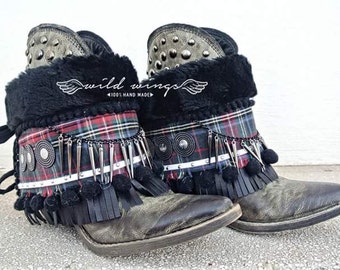 Punk Boot Covers,Coverboots,layer boots,boots cuff,Boho boots covers,Boot fringe,Boot Wraps,Boot Bracelet,Boot Access,Ethnic Boot Covers