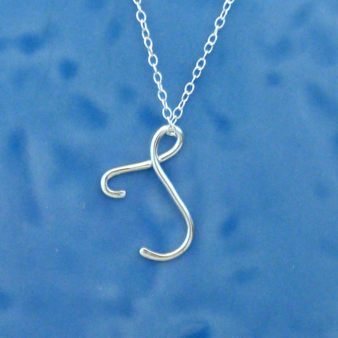 Initial Necklace J Initial Necklace Silver Monogram J Etsy
