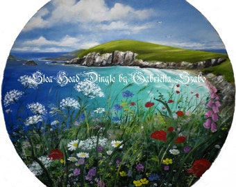 Slea Head Coumeenoole beach Dingle Ireland  round oil painting