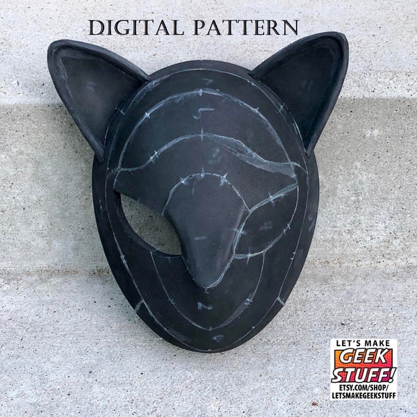 Digital Pattern and Tutorial Video: Kitsune Mask Pattern.  Fox or Cat Craft Foam Mask in Anime Style for Cosplay or Costume