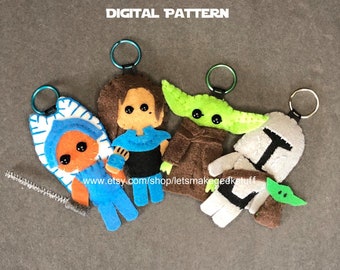 Star Wars Filz Schlüsselanhänger Schnittmuster: Mando Pack (Digitaler Download)