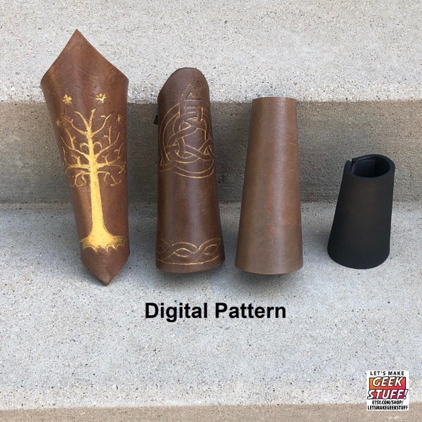 3 Basic Bracers Digital Pattern with free tutorial video, wrist or arm guards wraps armor