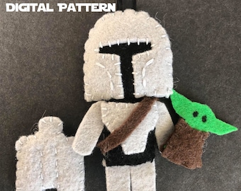 Digital Pattern: Space Protector and Child Felt Friend Plush or Keychain. Digital Pattern Like Mandalorian