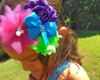 Rockstar Headband, Hot Pink Headband, Girls Headband, Baby Girl Headband, Baby Hair Bow, Girls Hair Bow, Newborn Headband, Neon Headband