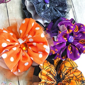 Halloween Headwrap Bow, Ruffle Bow, baby headwrap, baby hair bow, toddler hair bow, toddler headwrap, toddler bows, Ruffle bow, messy bow
