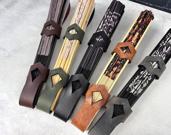 Leather Holster for Large 13” Clack Fan available in Jet Black, Antique Brown, Charcoal Gray, Army Green and Chocolate Brown