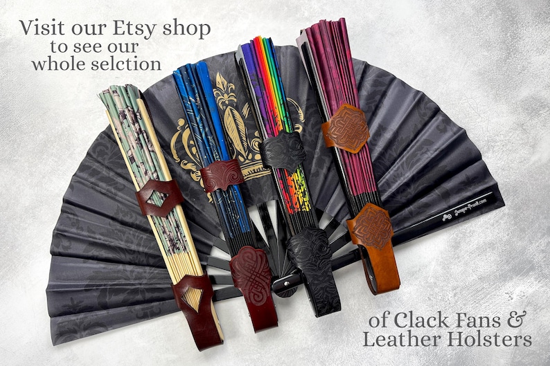 Leather Holster for Large 13” Clack Fan available in Jet Black, Antique Brown, Charcoal Gray, Army Green and Chocolate Brown image 15