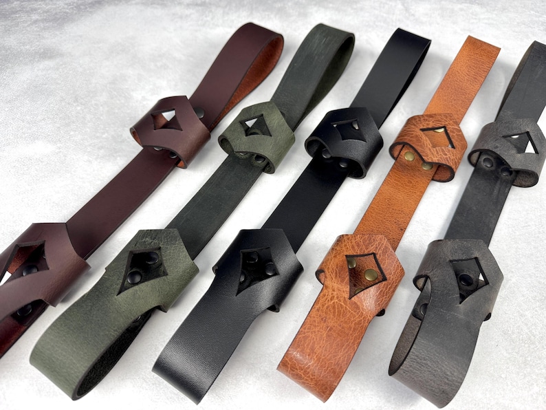 Leather Holster for Large 13” Clack Fan available in Jet Black, Antique Brown, Charcoal Gray, Army Green and Chocolate Brown image 5