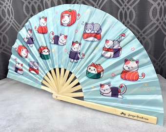 Ventilador grande tipo clack de Sushi Kitties, diseñado por Tara Vojta, fabricado en lotes de edición limitada.