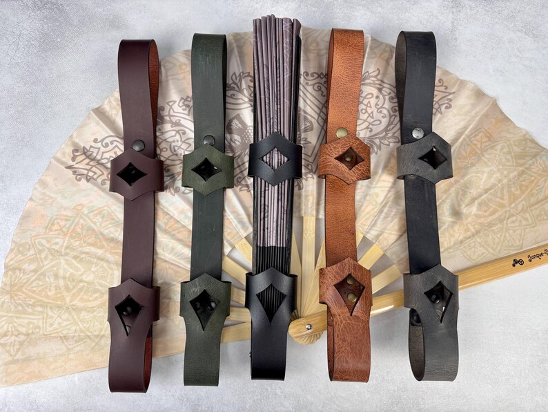 Leather Holster for Large 13” Clack Fan available in Jet Black, Antique Brown, Charcoal Gray, Army Green and Chocolate Brown image 8