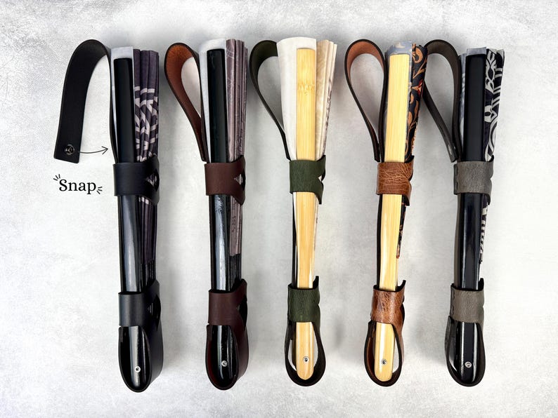 Leather Holster for Large 13” Clack Fan available in Jet Black, Antique Brown, Charcoal Gray, Army Green and Chocolate Brown image 7