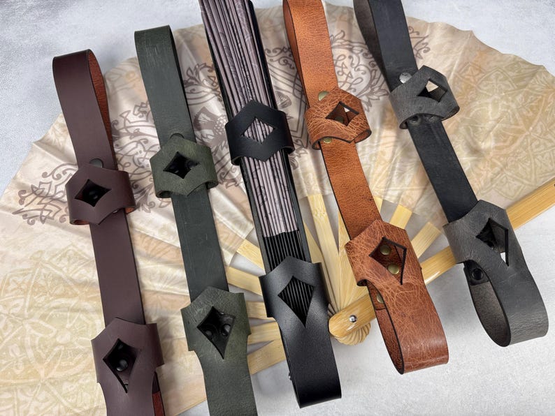 Leather Holster for Large 13” Clack Fan available in Jet Black, Antique Brown, Charcoal Gray, Army Green and Chocolate Brown image 2