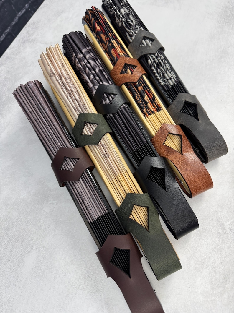 Leather Holster for Large 13” Clack Fan available in Jet Black, Antique Brown, Charcoal Gray, Army Green and Chocolate Brown image 3