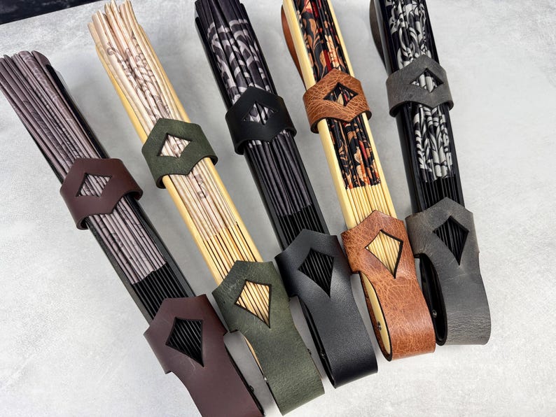 Leather Holster for Large 13” Clack Fan available in Jet Black, Antique Brown, Charcoal Gray, Army Green and Chocolate Brown image 4
