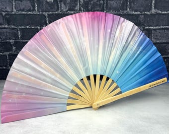 Pastel Pink Blue Trans Sparkle, Clack Fan Designed by Tara and Manufactured in Small Batches