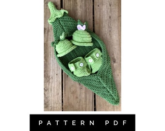 Crochet PATTERN, Pea Pod Outfit, two peas in a pod, newborn pictures, pea pod crochet pattern, handmade gifts, printable pattern, baby