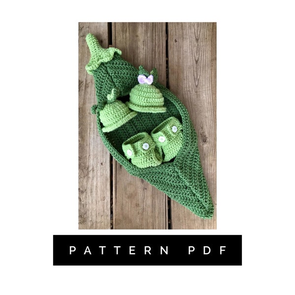 Crochet PATTERN, Pea Pod Outfit, two peas in a pod, newborn pictures, pea pod crochet pattern, handmade gifts, printable pattern, baby