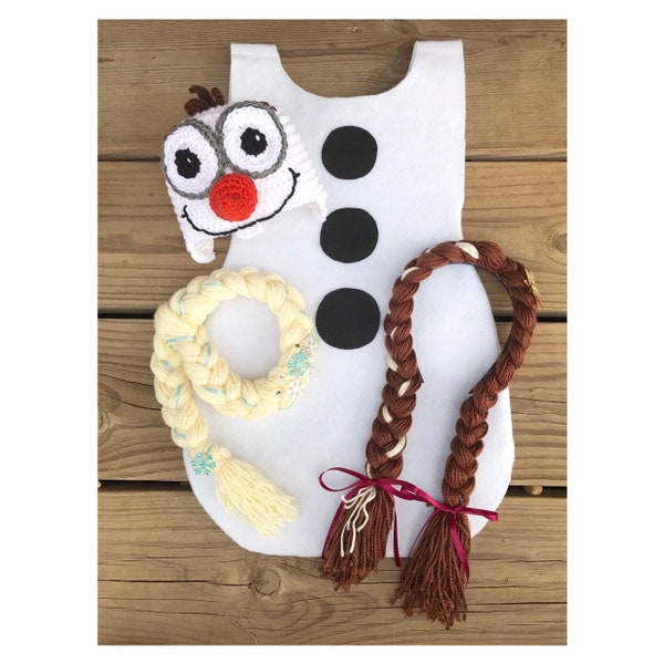 Olaf inspired Hat, Snowman Hat, Olaf costume, Halloween costume, princess dress up, princess hair, winter hat, first birthday outfit, frosty