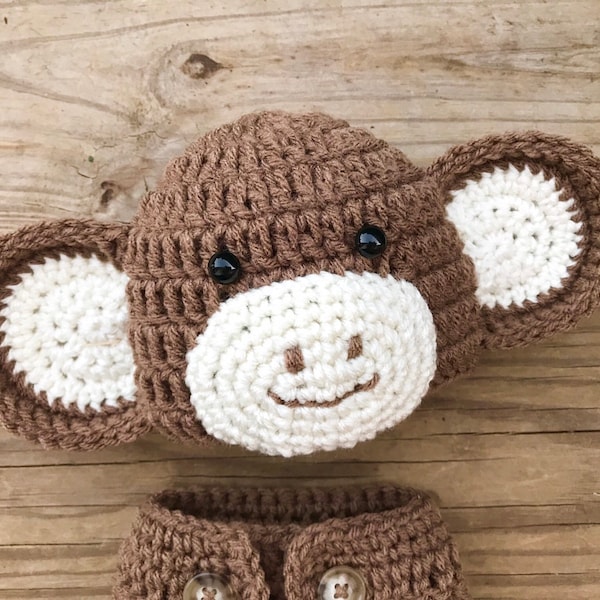 Monkey Outfit, Newborn Monkey Outfit, Monkey Costume, baby shower gift, newborn photo shoot, jungle theme, baby monkey hat, hat for baby