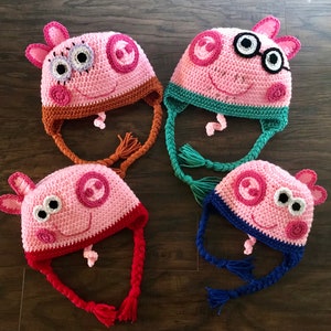 Peppa Pig inspired Family Hats, Mummy, Daddy, Peppa, George, baby, child, adult, costume, pig