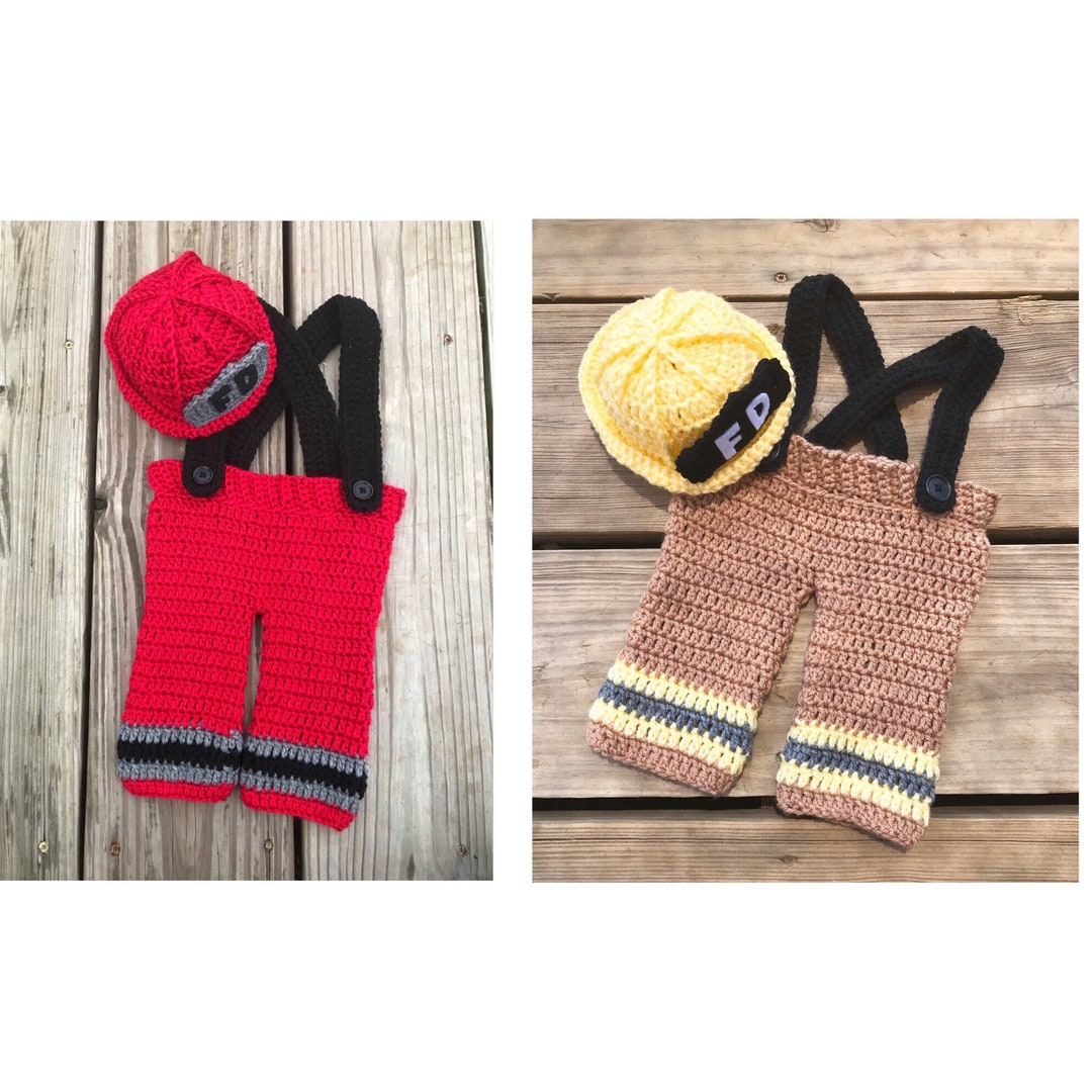 Fireman Outfit, Fireman Overalls, Fireman Hat, Newborn Fireman Photo