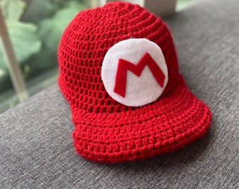 Copri cappello di Mario all'uncinetto: costume di Halloween da idraulico