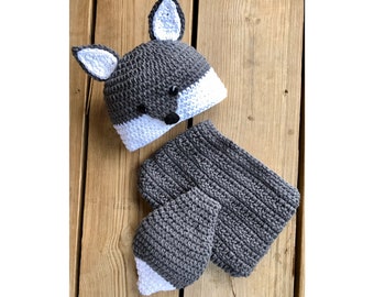 Wolf outfit, Husky outfit, Hat and Diaper Cover, Newborn Wolf, baby, child, newborn pictures, Dog outfit