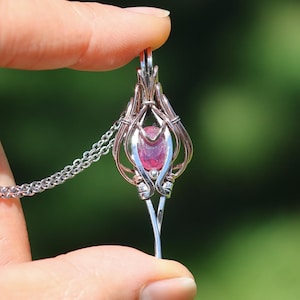 Ruby Mini Pendant Necklace 14K Rose Gold Filled and Solid Sterling Silver 925 Wire Wrapped Ruby Necklace July Birthstone Jewelry Handmade