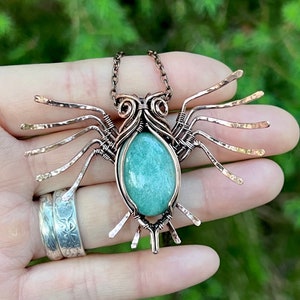 OWL Necklace for Women Amazonite Copper Wire Wrapped Pendant Nickel Free Necklace for Men Green Crystal Owl Jewelry for Gift Amazonite Owl